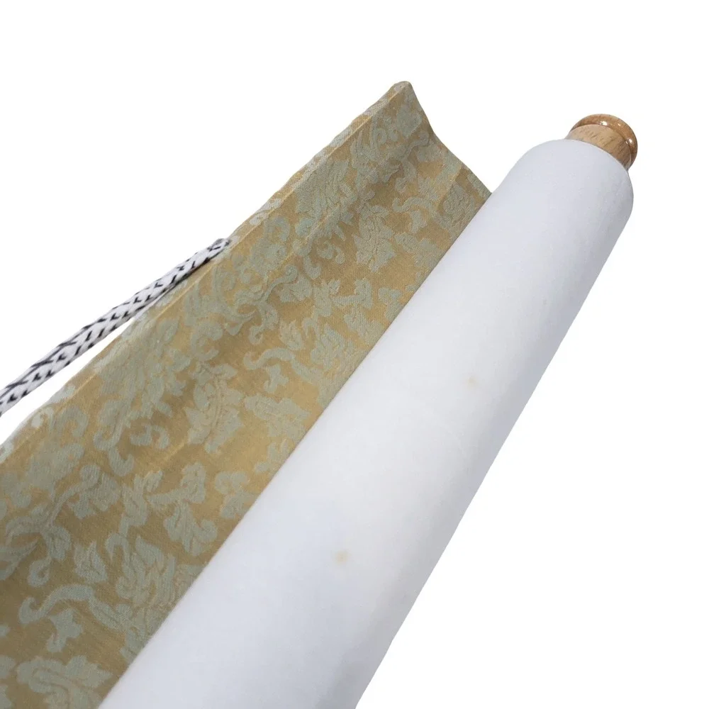 Vintage Chinese Calligraphy Scroll Di Zi Gui Gold Silk Damask Wall Art 60in
